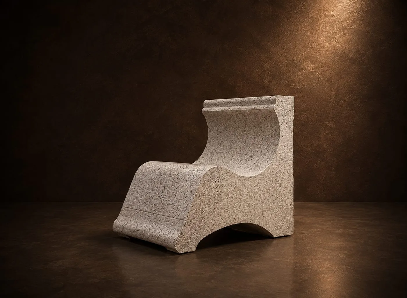 Cove Recliner speckled granite lounge chair with deep curved seat